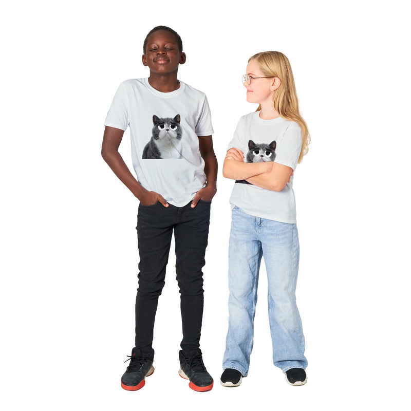 Camiseta Junior Unisex Estampado de Gato "Triste pero Gracioso" Michilandia