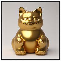 Póster semibrillante de gato con marco de madera "Buda Gatuno" Gelato