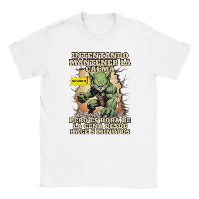 Camiseta unisex estampado de gato "Hulk comer ya" Michilandia | La tienda online de los amantes de gatos