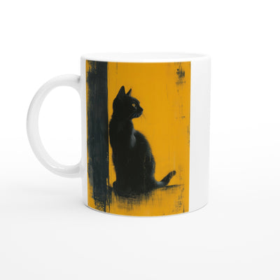 Taza Blanca con Impresión de Gato 