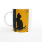 Taza Blanca con Impresión de Gato "Silueta Felina" Michilandia | La tienda online de los fans de gatos