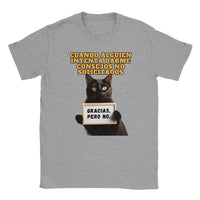 Camiseta unisex estampado de gato "No Gracias" Michilandia | La tienda online de los fans de gatos