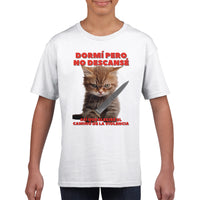 Camiseta Junior Unisex Estampado de Gato "Amanecer Agresivo" Michilandia | La tienda online de los fans de gatos