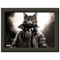 Póster semibrillante de gato con marco metal "Comisario Kitty Gordon" Gelato