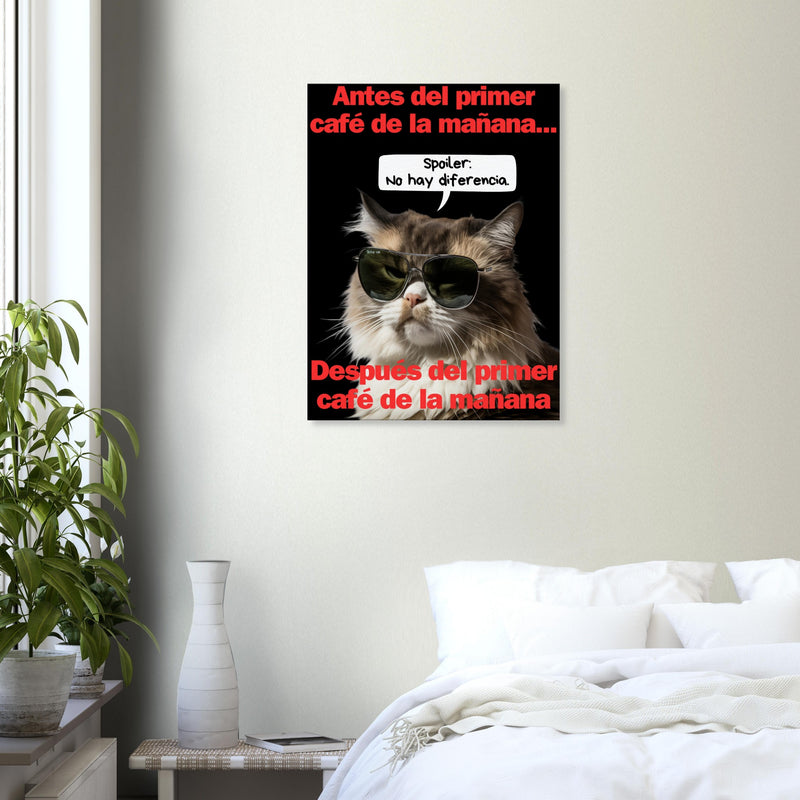 Lienzo de gato "Amanecer Grumpy" Michilandia | La tienda online de los fans de gatos