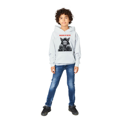 Sudadera con capucha júnior estampado de gato "Maquina de matar" Michilandia