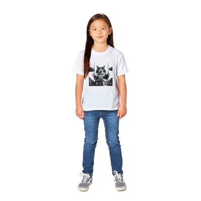 Camiseta Junior Unisex Estampado de Gato "Batería Gatuna" Michilandia | La tienda online de los fans de gatos