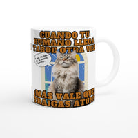 Taza blanca con impresión de gato "Hora del Atún" Michilandia | La tienda online de los amantes de gatos