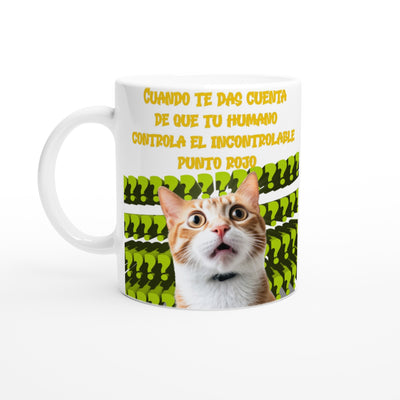 Taza blanca con impresión de gato 