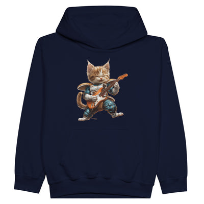 Sudadera con capucha júnior estampado de gato "Saiyajin Rockstar" Michilandia | La tienda online de los fans de gatos