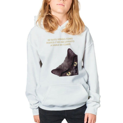 Sudadera con capucha júnior estampado de gato 