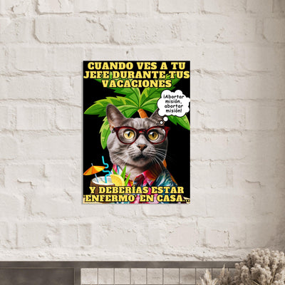 Panel de aluminio impresión de gato "Vacaciones Clandestinas" Michilandia | La tienda online de los amantes de gatos