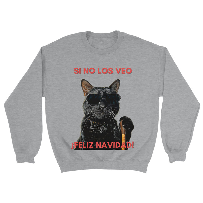 Sudadera Unisex Estampado de Gato "Navidad a Ciegas" Michilandia | La tienda online de los fans de gatos