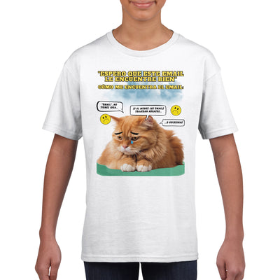 Camiseta júnior unisex estampado de gato 