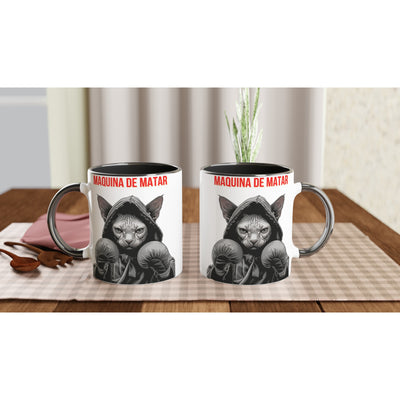 Taza Bicolor con Impresión de Gato 