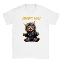 Camiseta unisex estampado de gato "Sargento Rayas"
