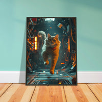 Póster Semibrillante de Gato con Marco Metal "Zero Gravity Cat" Michilandia | La tienda online de los fans de gatos
