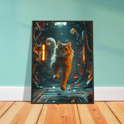 Póster Semibrillante de Gato con Marco Metal 