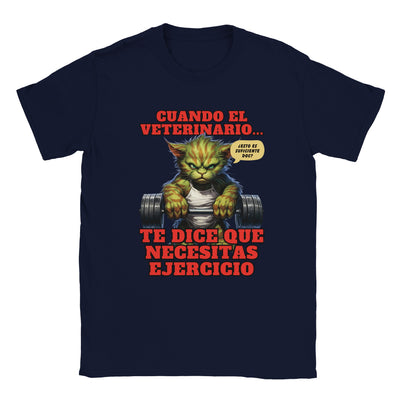 Camiseta unisex estampado de gato "Michi Hulk en el Gym" Michilandia | La tienda online de los amantes de gatos