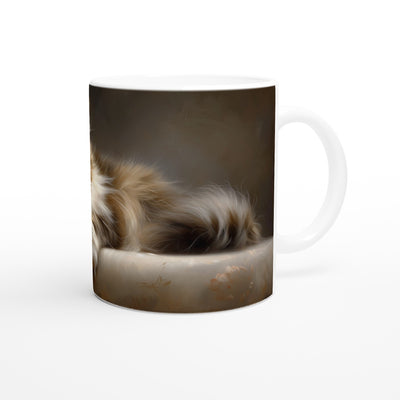 Taza Blanca con Impresión de Gato "Elegancia Barroca" Michilandia | La tienda online de los fans de gatos