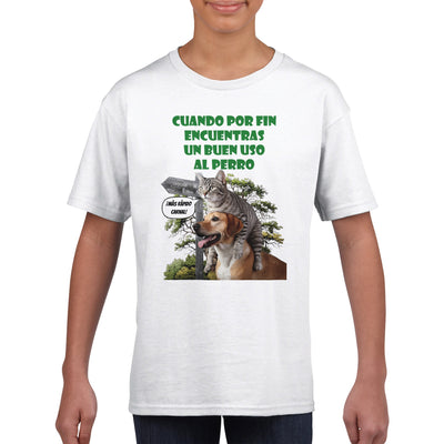 Camiseta júnior unisex estampado de gato 