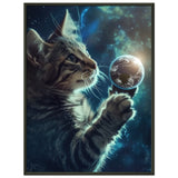Póster Semibrillante de Gato con Marco Metal "Explorador Estelar" Michilandia | La tienda online de los fans de gatos
