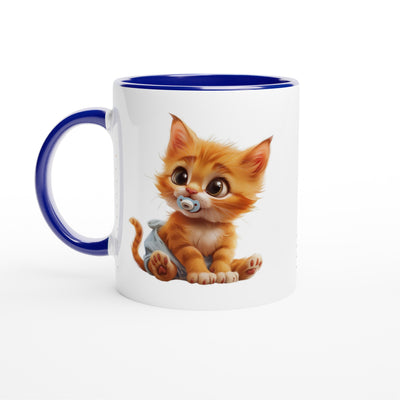 Taza Bicolor con Impresión de Gato "Miau en Pañales" Michilandia