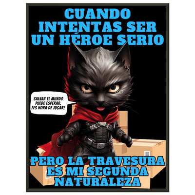 Póster Semibrillante de Gato con Marco Metal 