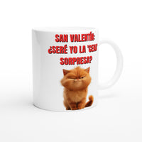 Taza Blanca con Impresión de Gato "Cena Sorpresa Miau" Michilandia | La tienda online de los fans de gatos