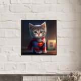 Póster semibrillante de gato con marco metal "Supercat"