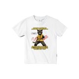 Camiseta júnior unisex estampado de gato "Bruce Meow"