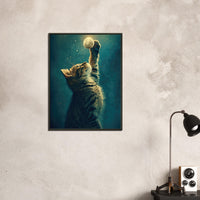 Póster Semibrillante de Gato con Marco Metal "Alcance Lunar" Michilandia | La tienda online de los fans de gatos
