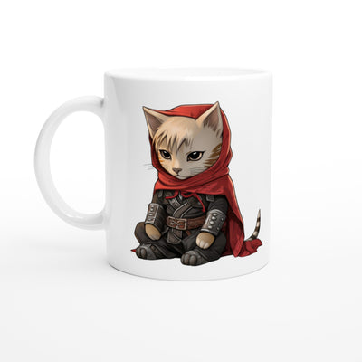 Taza blanca con impresión de gato 