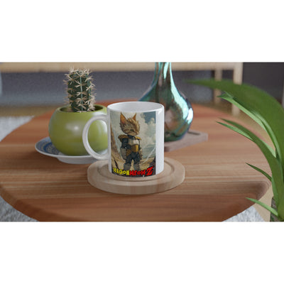 Taza Blanca con Impresión de Gato "Pequeño Guerrero del Desierto" Michilandia | La tienda online de los fans de gatos