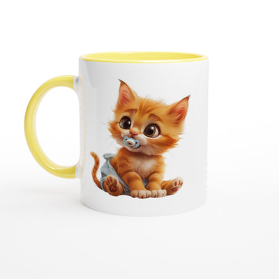 Taza Bicolor con Impresión de Gato "Miau en Pañales" Michilandia