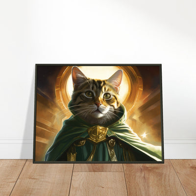 Póster semibrillante de gato con marco metal 