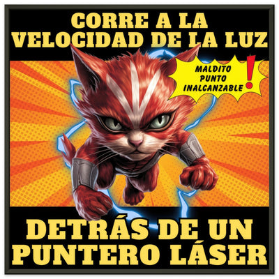 Póster Semibrillante de Gato con Marco Metal "Flash Cat" Michilandia | La tienda online de los amantes de gatos