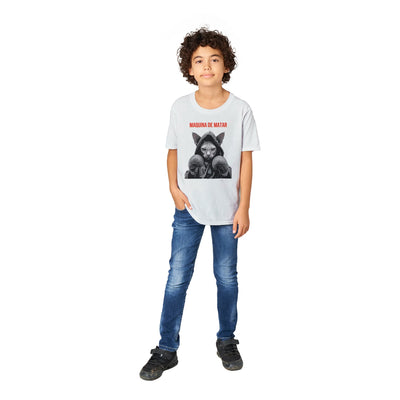 Camiseta Junior Unisex Estampado de Gato "Maquina de matar" Michilandia