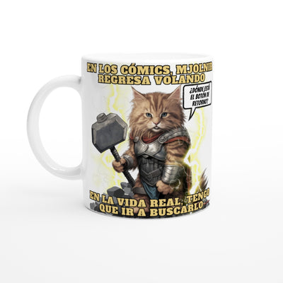 Taza Blanca con Impresión de Gato 