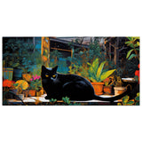 Lienzo de gato "Michi Negro en el Patio Pop Art"