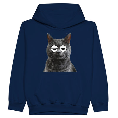 Sudadera con capucha júnior estampado de gato "Somnoliento Chartreux" Michilandia