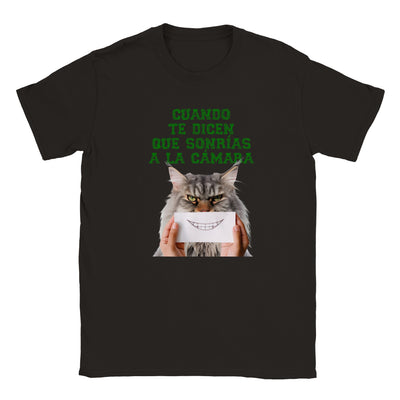 Camiseta júnior unisex estampado de gato "Sonrisa Obligada" Gelato