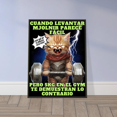 Póster Semibrillante de Gato con Marco Metal 