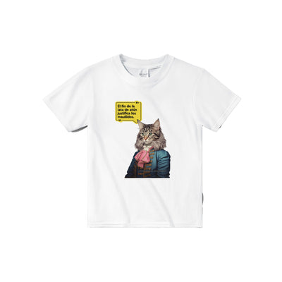 Camiseta júnior unisex estampado de gato "Nicolás Michi Maquiavelo" Michilandia | La tienda online de los amantes de gatos