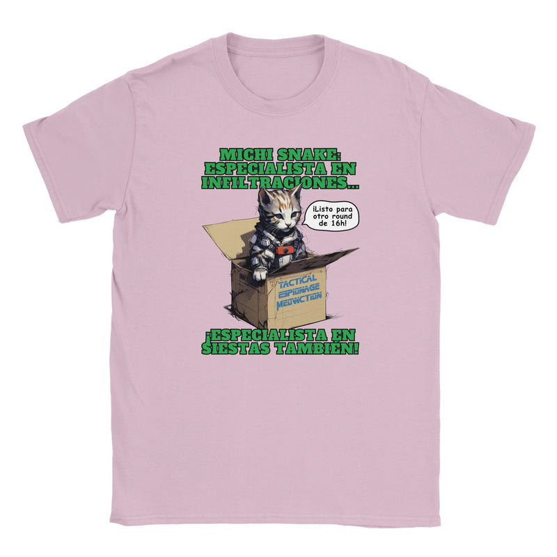 Camiseta júnior unisex estampado de gato "Misión de Michi Snake" Michilandia | La tienda online de los amantes de gatos