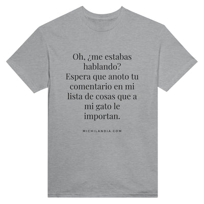 Camiseta Unisex Estampado de Gato "Prioridades Felinas" Michilandia | La tienda online de los fans de gatos