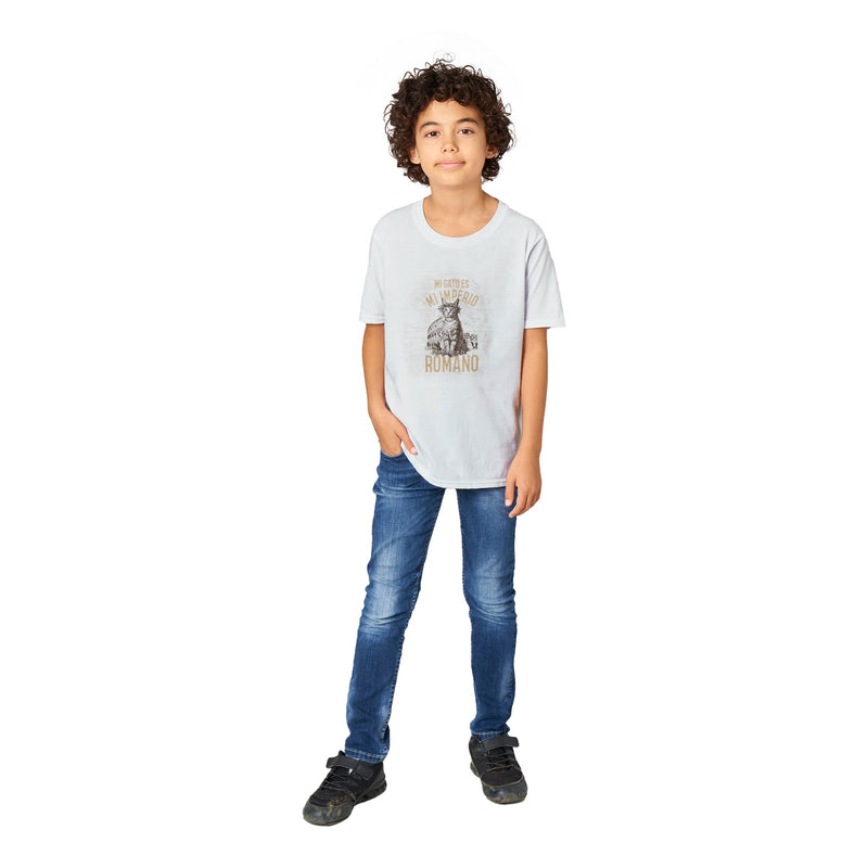 Camiseta Junior Unisex Estampado de Gato "César Felino" Michilandia