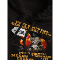 Sudadera con Capucha Unisex Estampado de Gato "De Batallas a Emojis" Michilandia | La tienda online de los fans de gatos