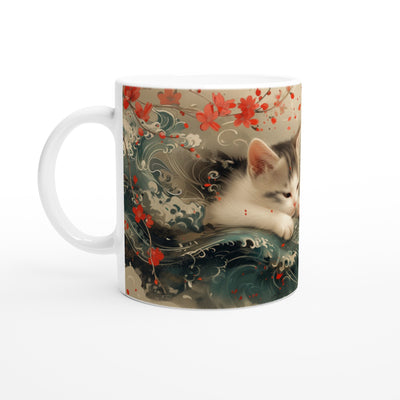 Taza Blanca con Impresión de Gato 