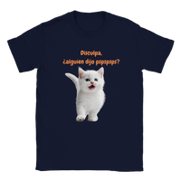 Camiseta unisex estampado de gato "¿alguien dijo pspspsps?" Navy